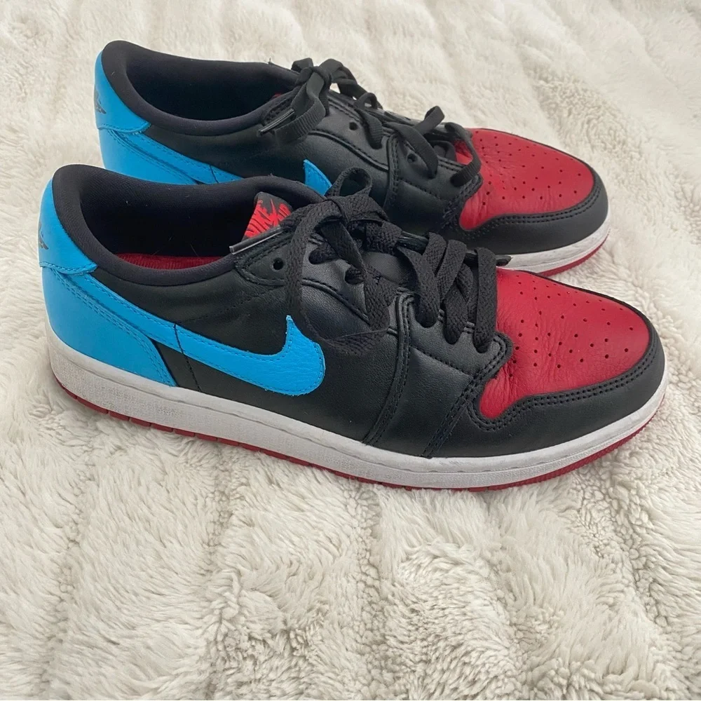 Air Jordan 1 Low OG NC to Chi Women’s Sneakers in Black, Red, and Blue Size 8